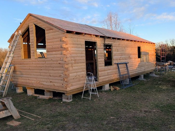 Tiny log home interior